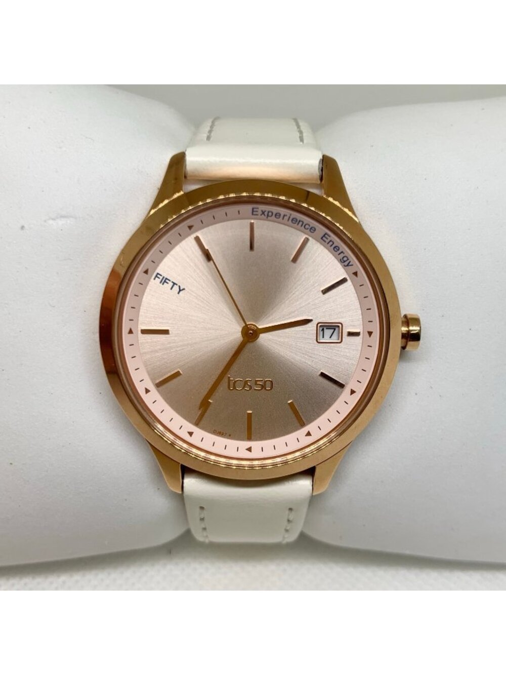 Titan Women’s Watch Rose Gold Face Color Date 35mm quartz white leather running